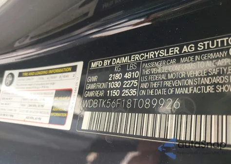 2008 Mercedes-Benz Clk 350 из США, поврежденный, VIN WDBTK56F18T089926